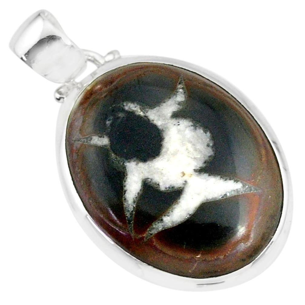 16.28cts natural black septarian gonads 925 sterling silver pendant r86616