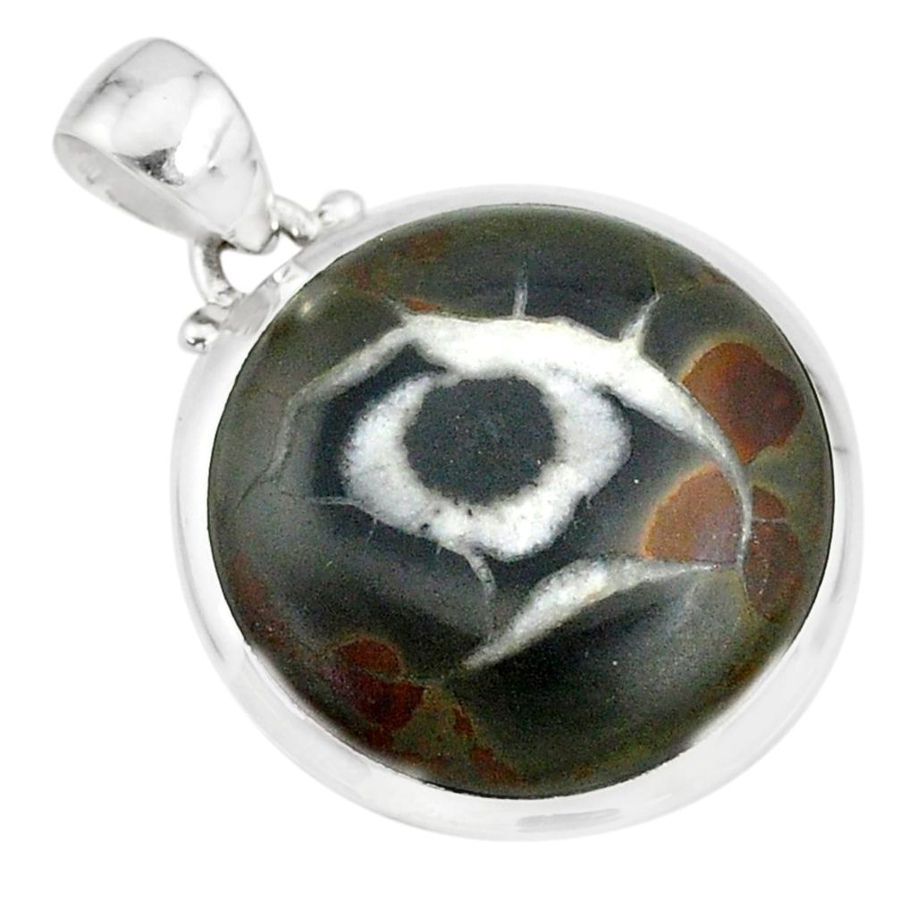 16.82cts natural black septarian gonads 925 sterling silver pendant r86618