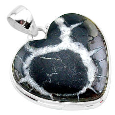 25.62cts natural black septarian gonads 925 sterling silver pendant t13358