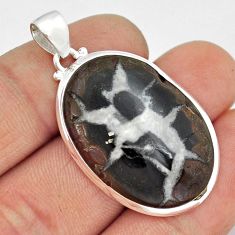 21.48cts natural black septarian gonads oval 925 sterling silver pendant y9502