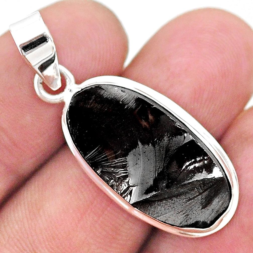 11.06cts natural black shungite 925 sterling silver pendant jewelry t23807