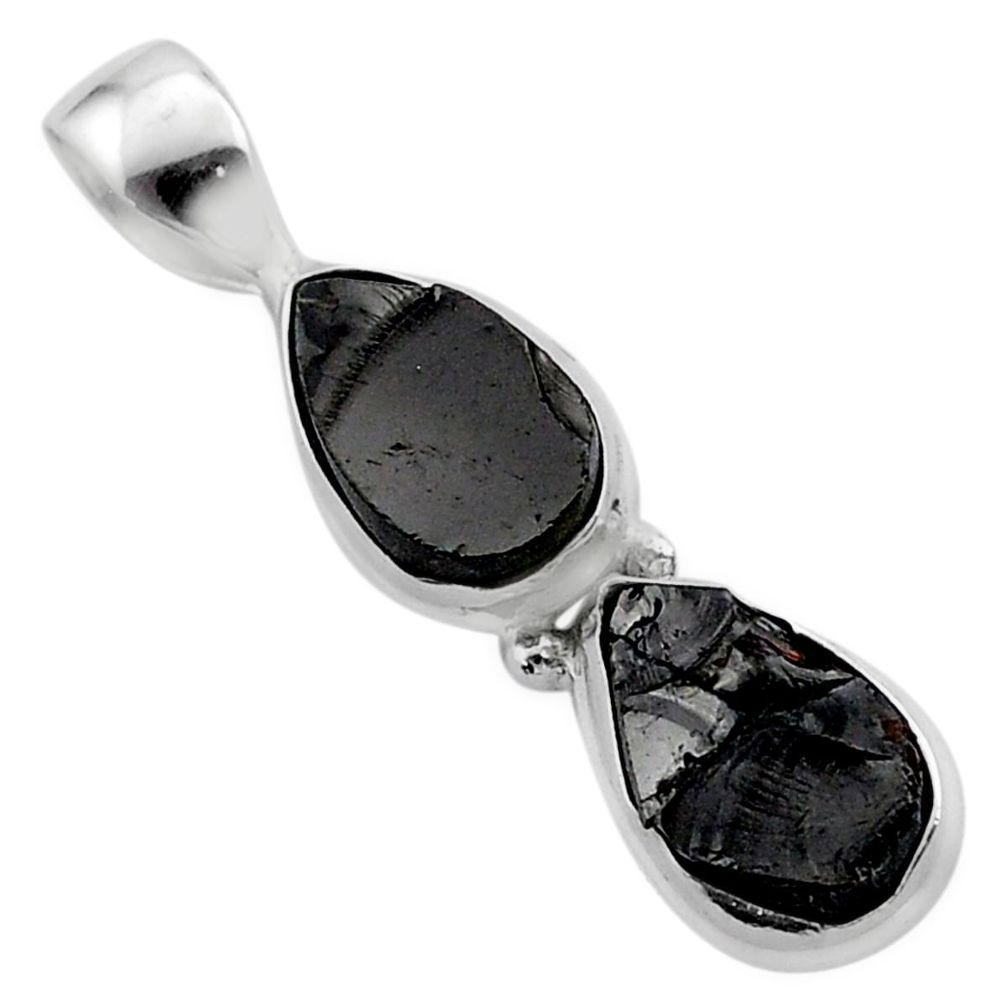 6.25cts natural black shungite 925 sterling silver pendant jewelry t42136