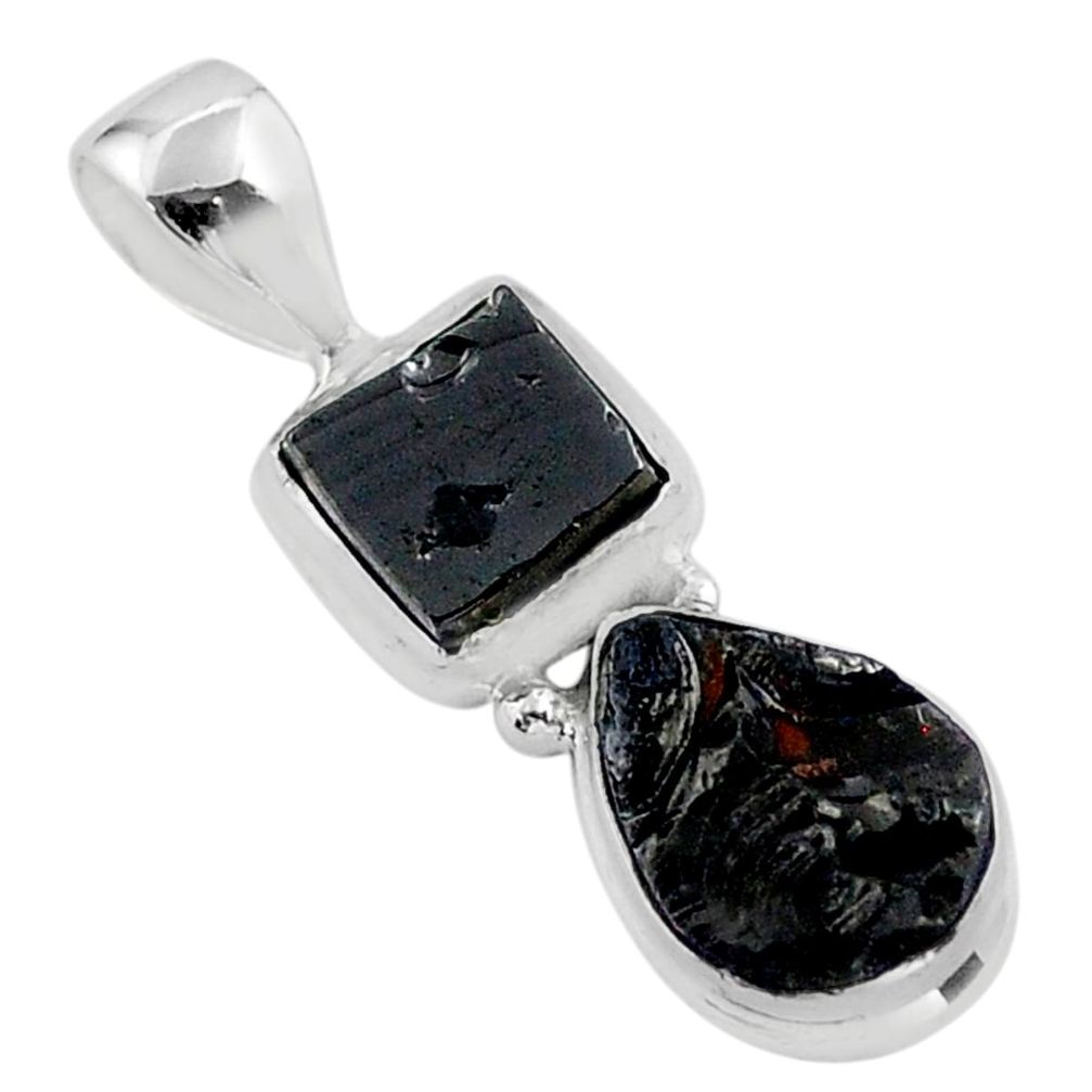 7.17cts natural black shungite 925 sterling silver pendant jewelry t42144