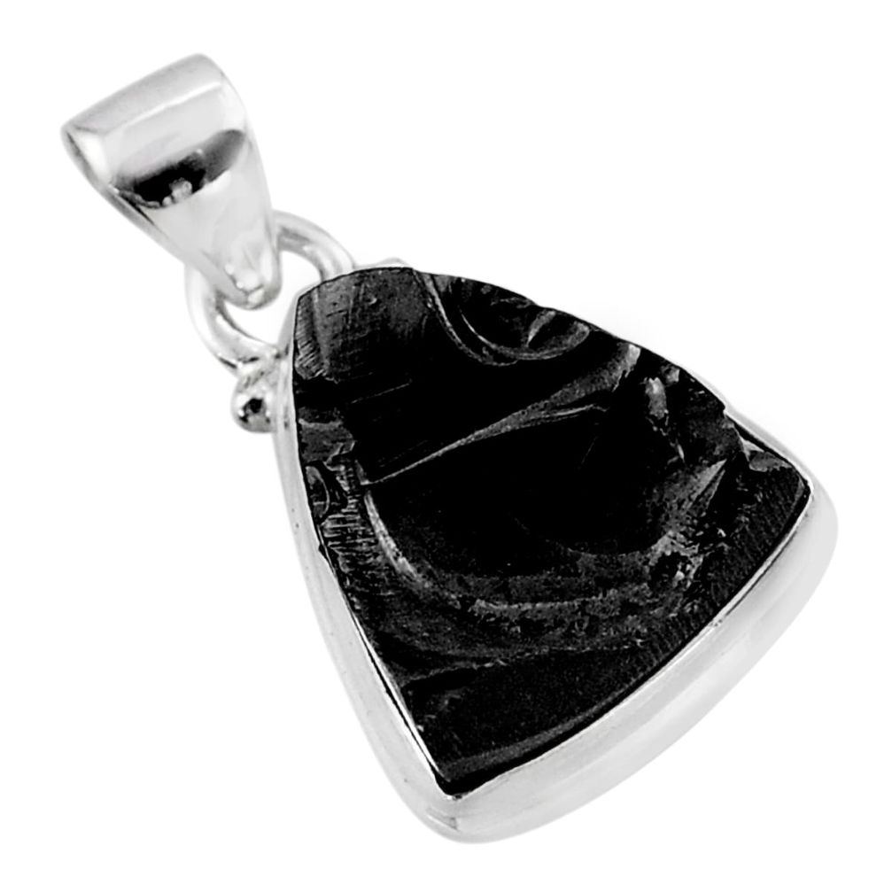 7.50cts natural black shungite 925 sterling silver pendant jewelry t45937