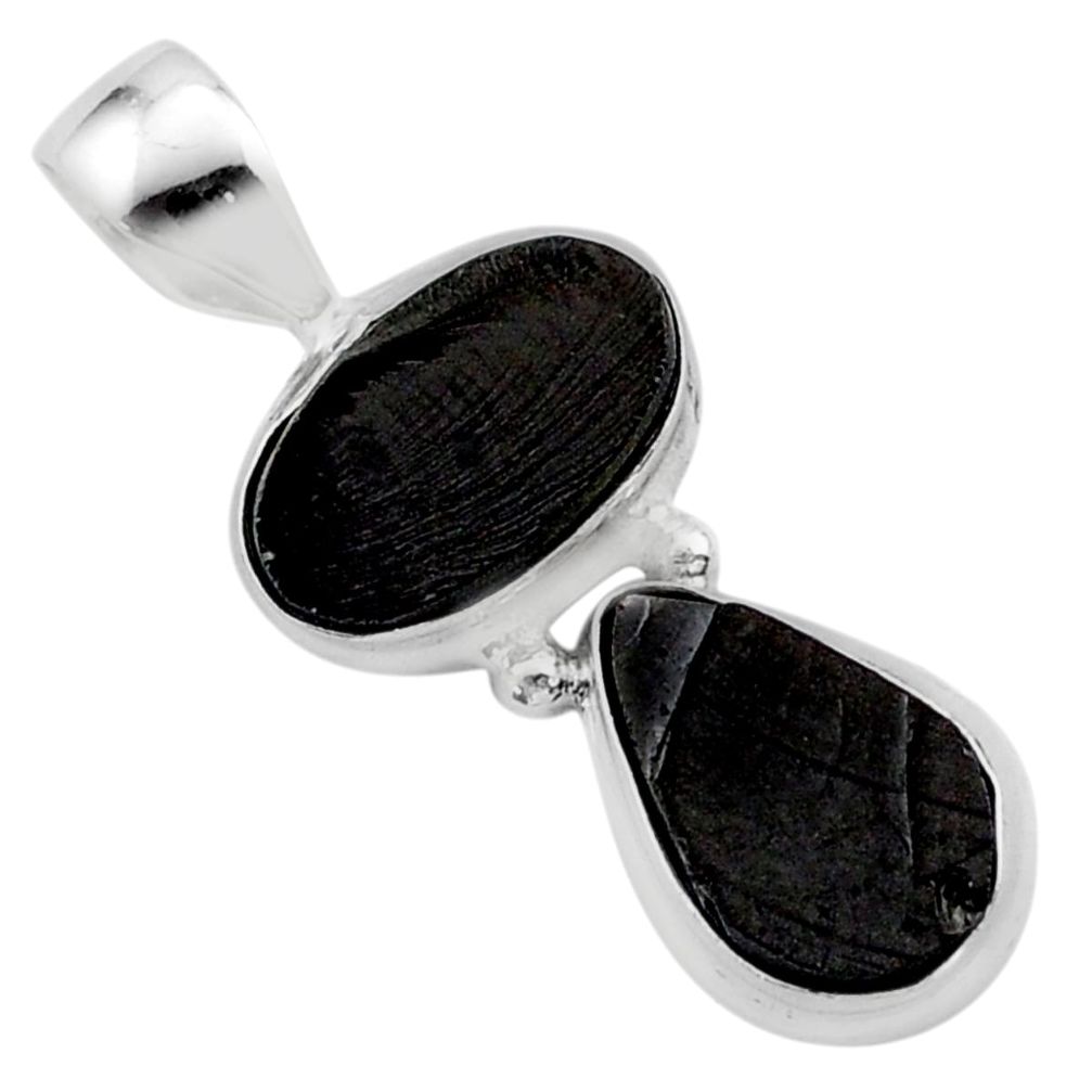 7.13cts natural black shungite oval 925 sterling silver pendant jewelry t42133