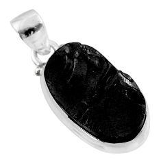 8.75cts natural black shungite oval 925 sterling silver pendant jewelry t45929