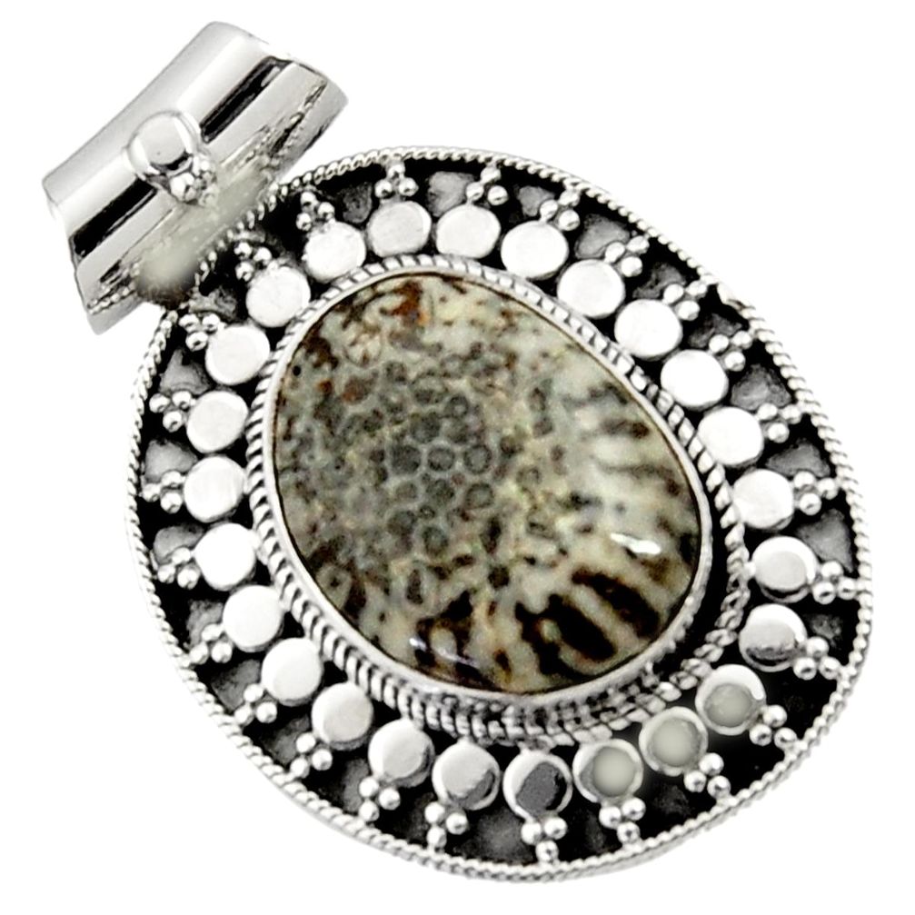  black stingray coral from alaska 925 silver pendant d45022
