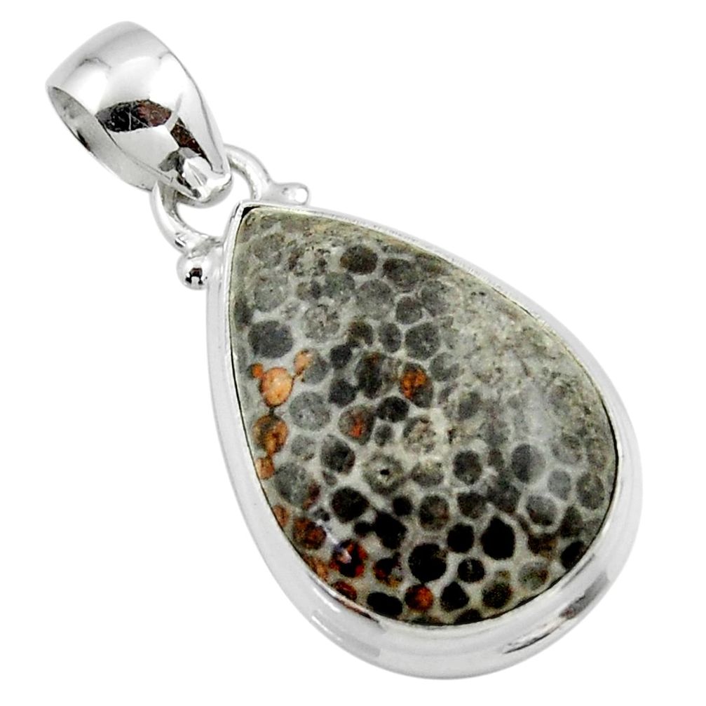 13.30cts natural black stingray coral from alaska 925 silver pendant r46137