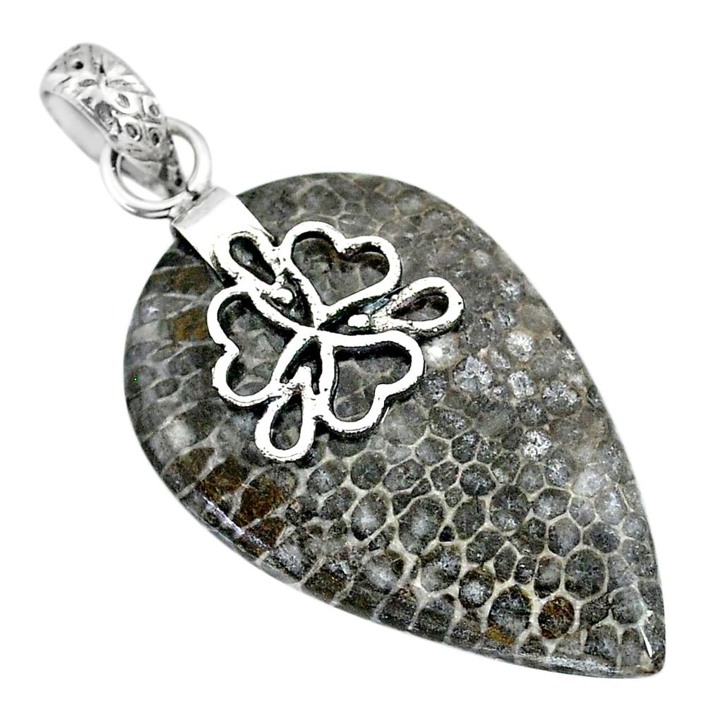  black stingray coral from alaska 925 silver pendant r91342