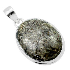 14.59cts natural black stingray coral from alaska 925 silver pendant u40474