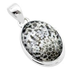 9.67cts natural black stingray coral from alaska 925 silver pendant u40493