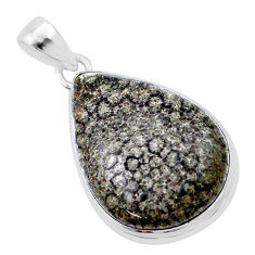 14.62cts natural black stingray coral from alaska pear silver pendant u40465