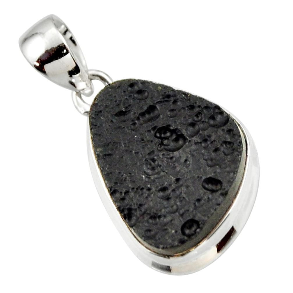 12.22cts natural black tektite 925 sterling silver pendant jewelry r33899