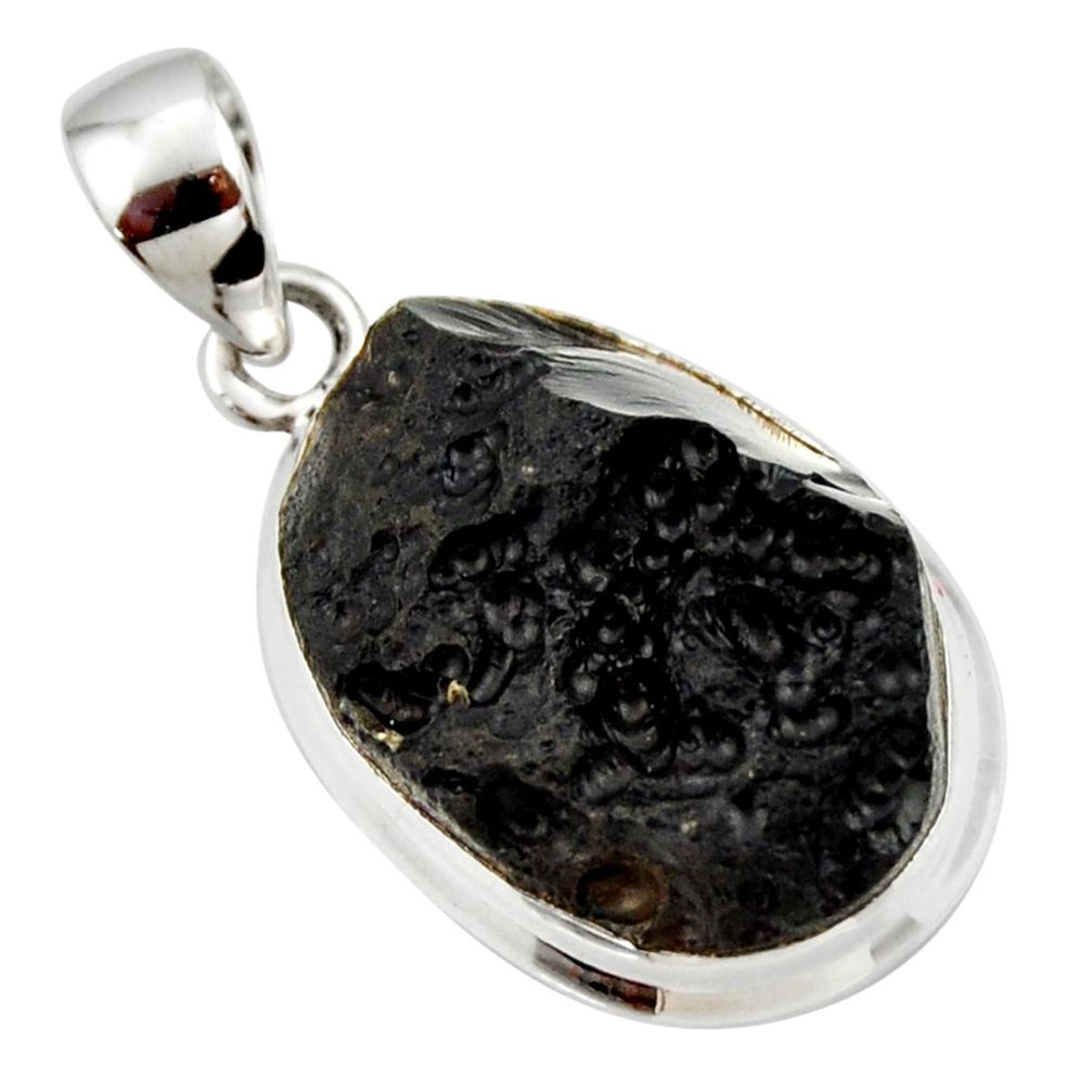 15.08cts natural black tektite 925 sterling silver pendant jewelry r33916
