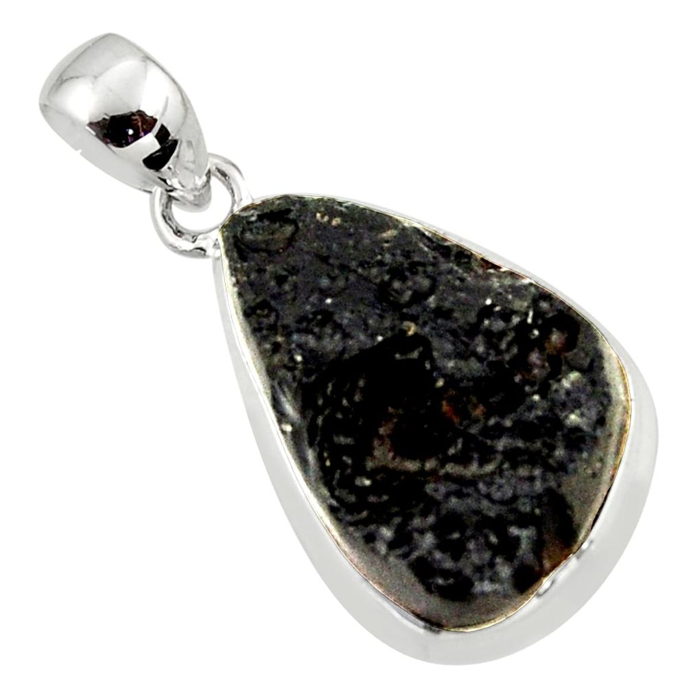 13.67cts natural black tektite 925 sterling silver pendant jewelry r41832