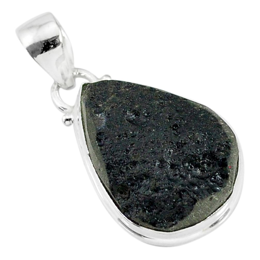 13.55cts natural black tektite 925 sterling silver pendant jewelry r88602