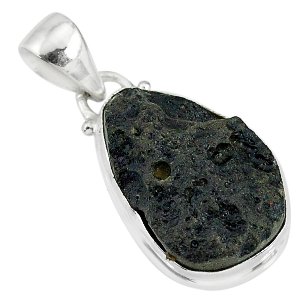 13.05cts natural black tektite 925 sterling silver pendant jewelry r88603