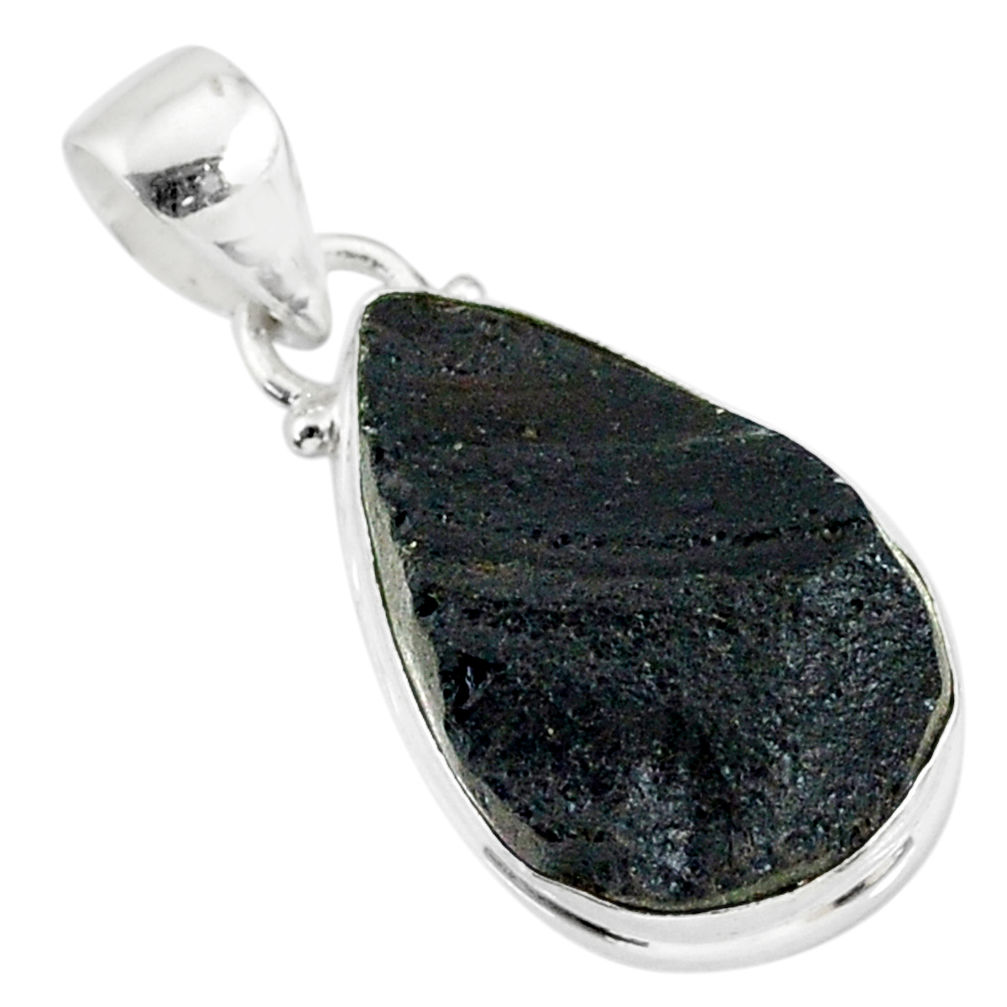 12.55cts natural black tektite 925 sterling silver pendant jewelry r88611