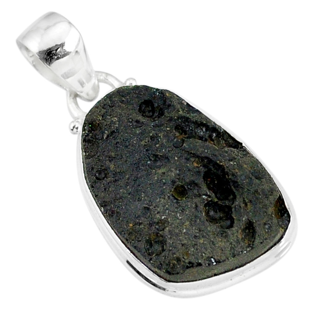 13.55cts natural black tektite 925 sterling silver pendant jewelry r88628