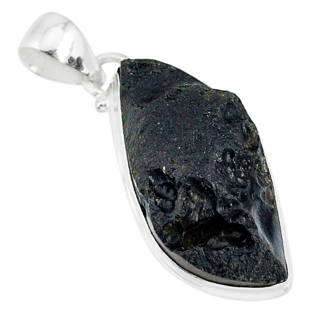 16.55cts natural black tektite 925 sterling silver pendant jewelry r88635