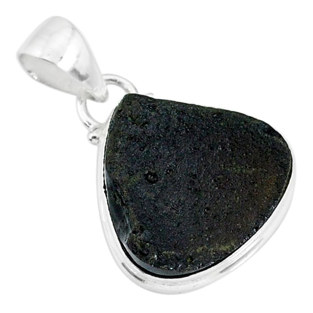 12.55cts natural black tektite 925 sterling silver pendant jewelry r88645