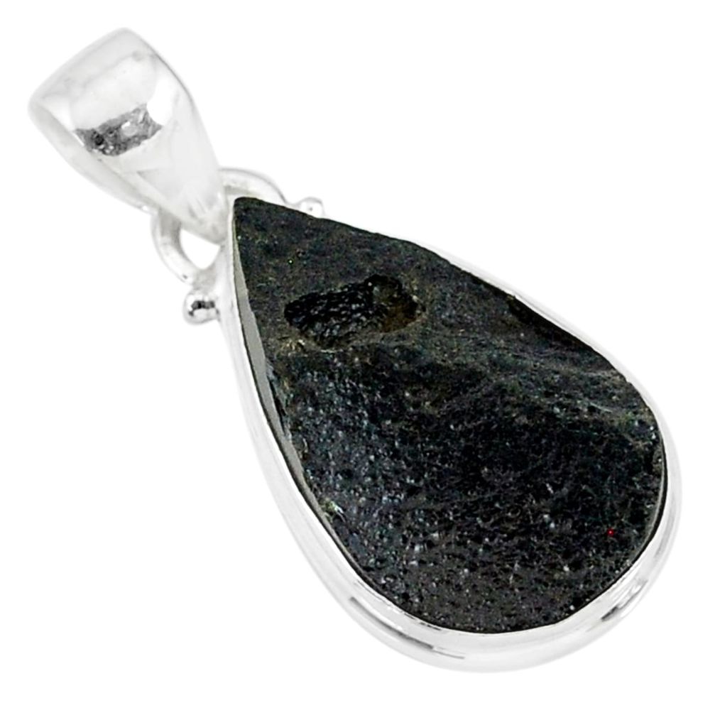 11.45cts natural black tektite 925 sterling silver pendant jewelry r88646