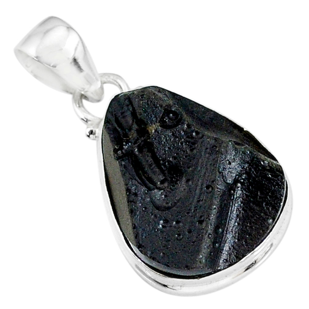 13.05cts natural black tektite 925 sterling silver pendant jewelry r88648