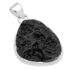 16.87cts natural black tektite 925 sterling silver pendant jewelry u63465