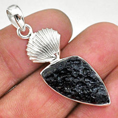 11.25cts natural black tektite fancy 925 sterling silver pendant jewelry t15225