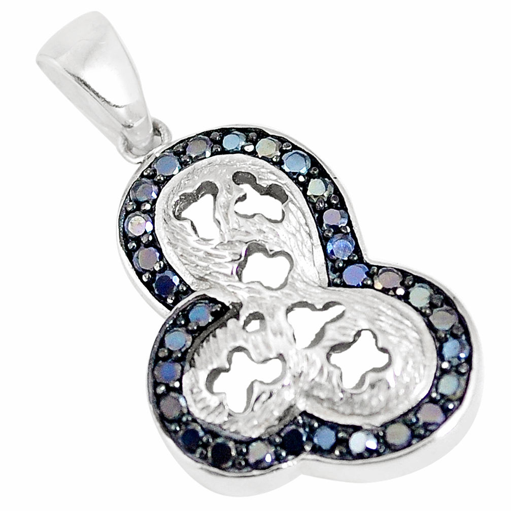 LAB 2.12cts natural black topaz 925 sterling silver pendant jewelry c23519