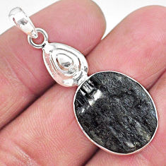13.15cts natural black tourmaline raw 925 sterling silver pendant t9871