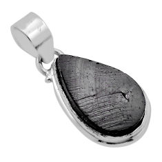 8.93cts natural black tourmaline rough pear 925 sterling silver pendant n45275