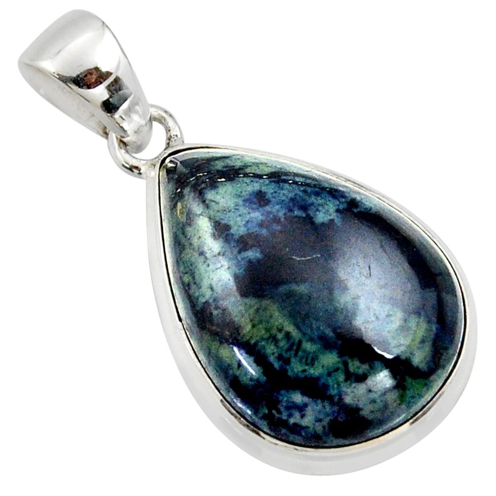 16.73cts natural black vivianite 925 sterling silver pendant jewelry r39981