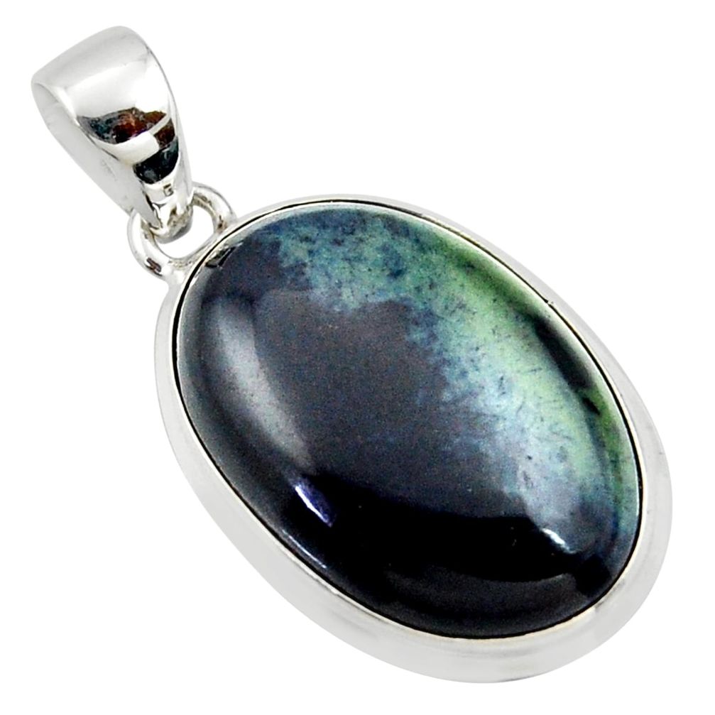 17.57cts natural black vivianite 925 sterling silver pendant jewelry r39985