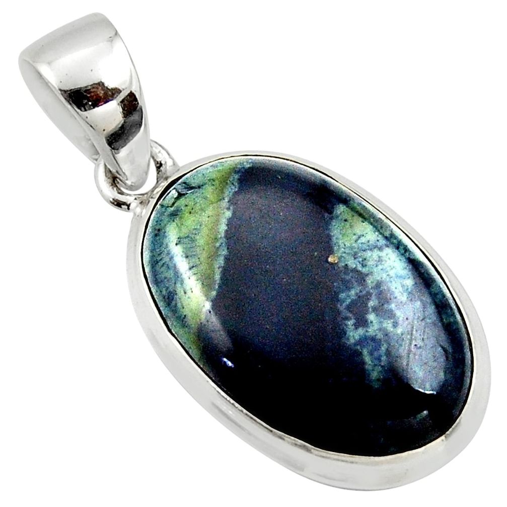 15.08cts natural black vivianite 925 sterling silver pendant jewelry r39987