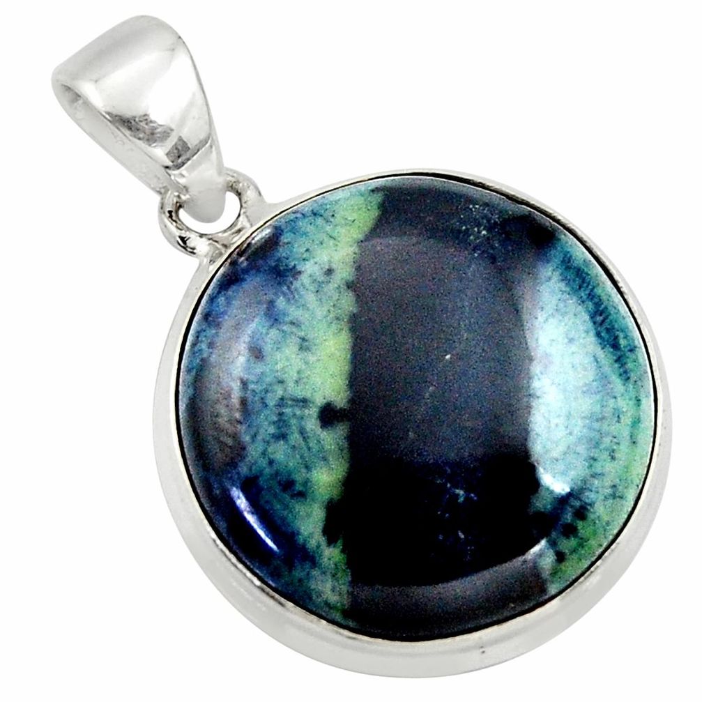 17.22cts natural black vivianite 925 sterling silver pendant jewelry r40002