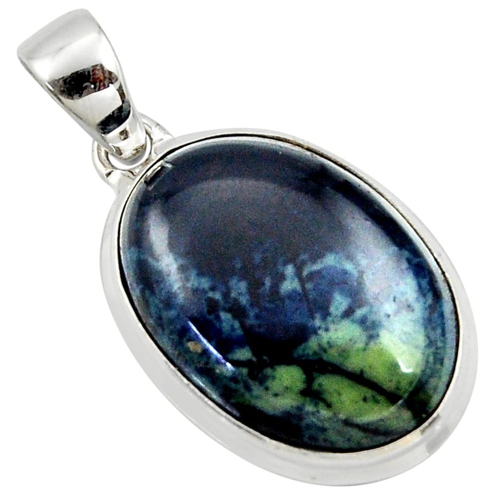 18.15cts natural black vivianite 925 sterling silver pendant jewelry r40004