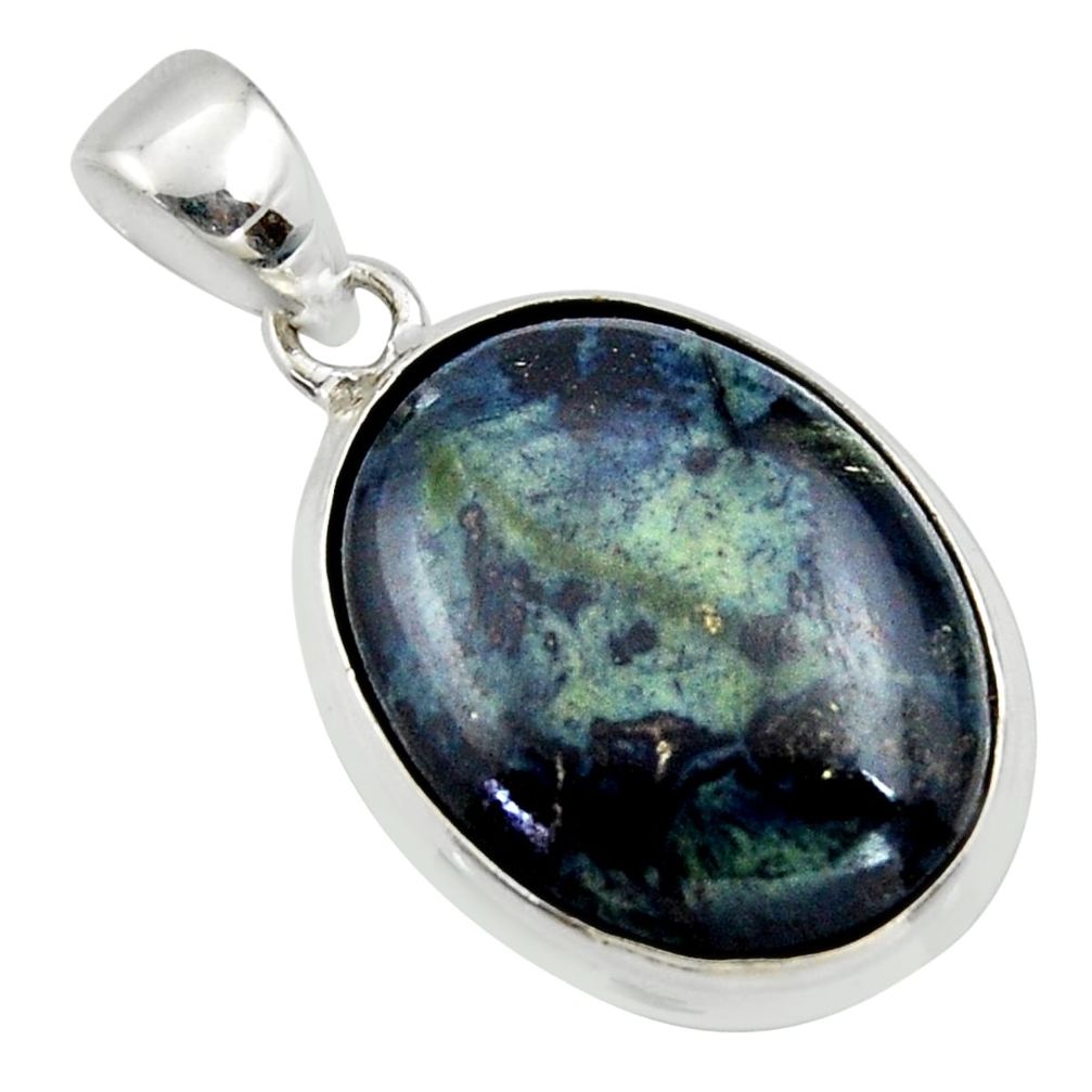 17.57cts natural black vivianite 925 sterling silver pendant jewelry r40006