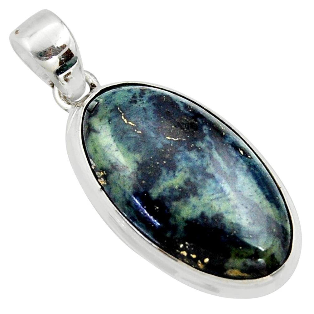 16.20cts natural black vivianite 925 sterling silver pendant jewelry r40008