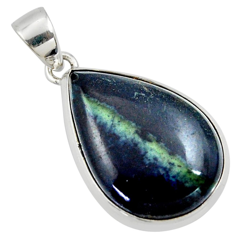 17.57cts natural black vivianite 925 sterling silver pendant jewelry r40010