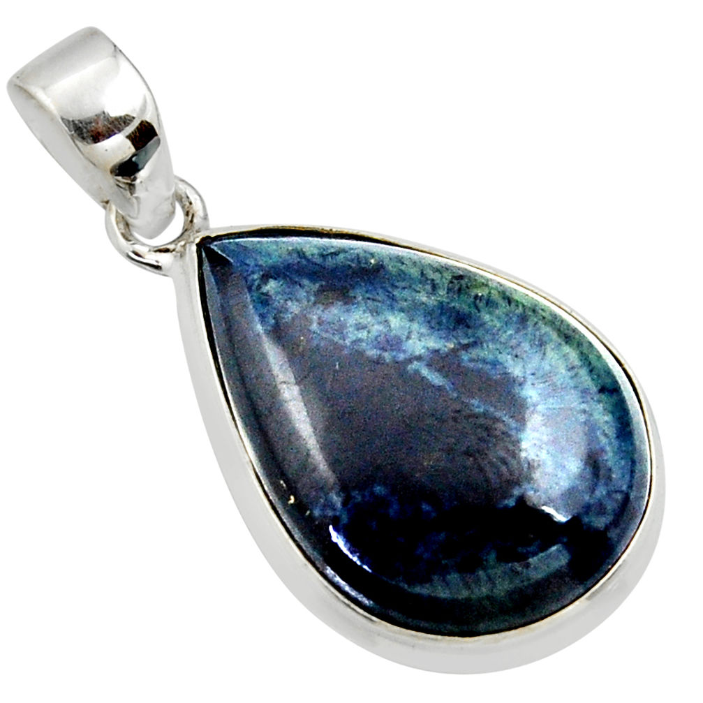 16.65cts natural black vivianite 925 sterling silver pendant jewelry r40013