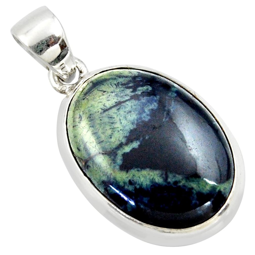 17.18cts natural black vivianite 925 sterling silver pendant jewelry r40015