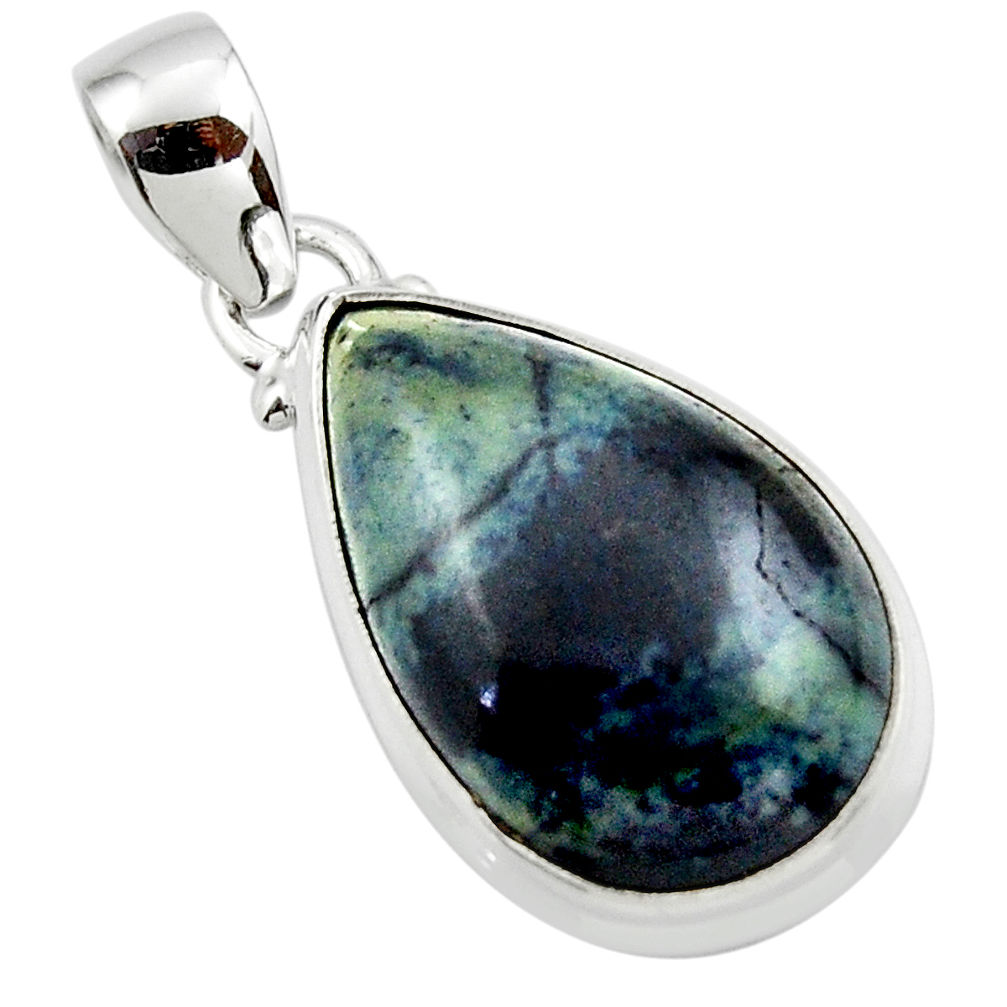 13.67cts natural black vivianite 925 sterling silver pendant jewelry r46243