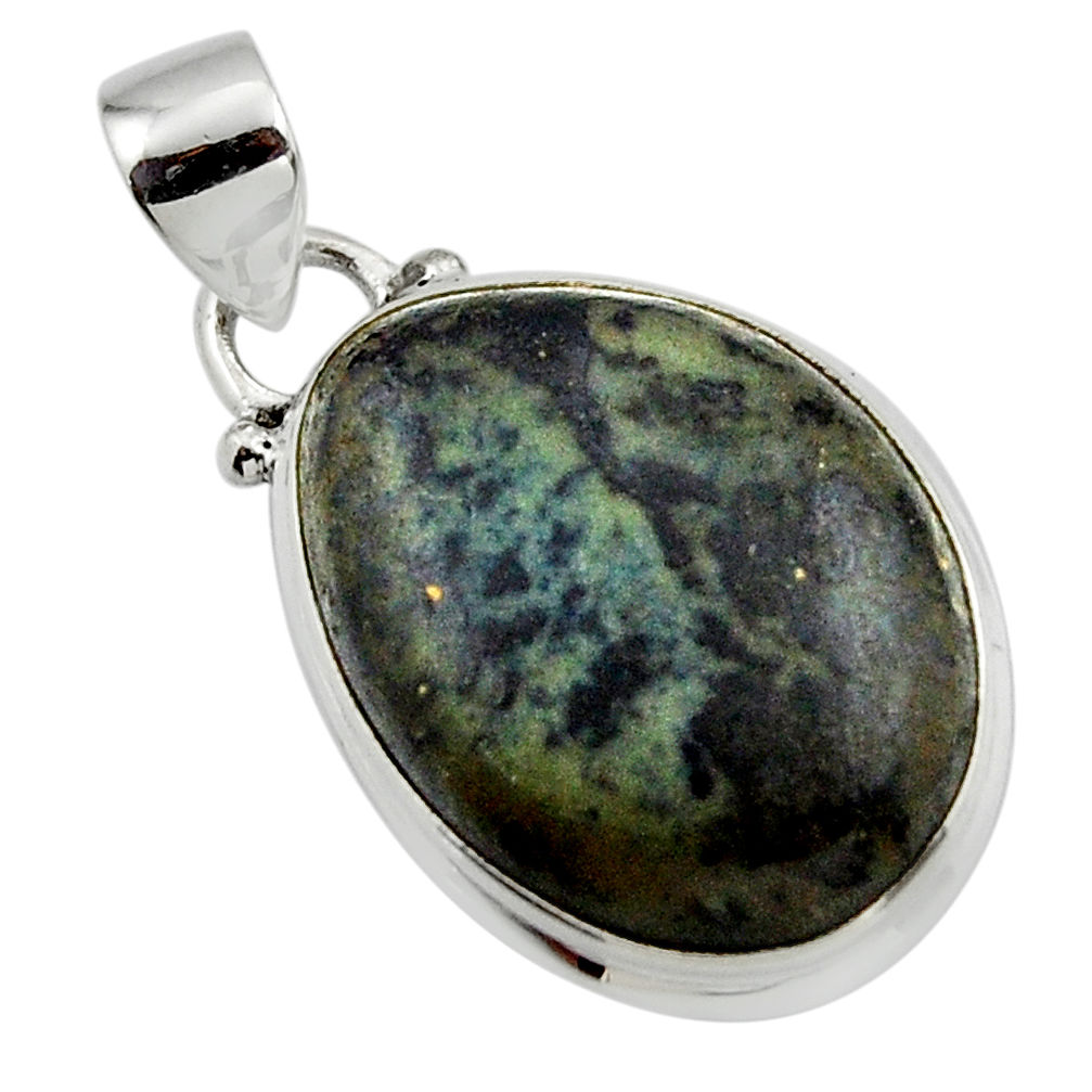 14.40cts natural black vivianite 925 sterling silver pendant jewelry r46250