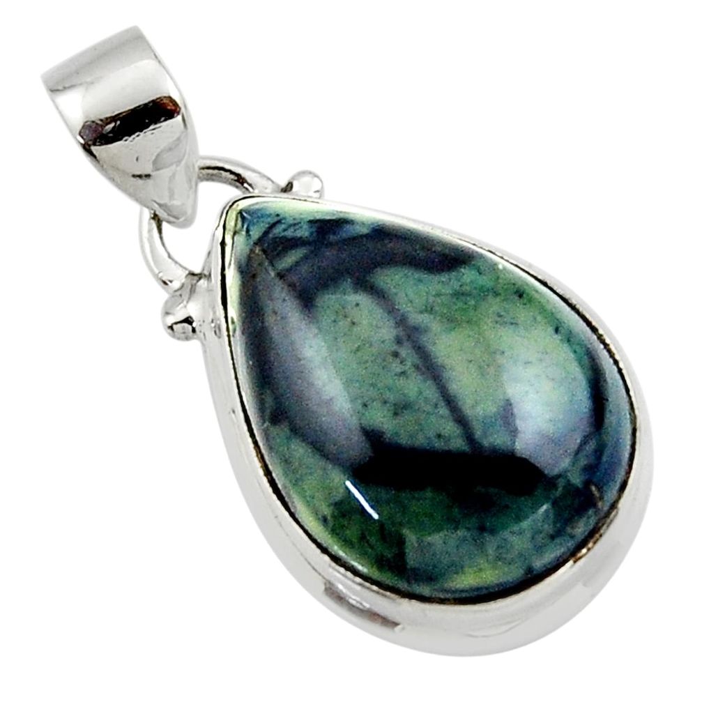 10.90cts natural black vivianite 925 sterling silver pendant jewelry r46254