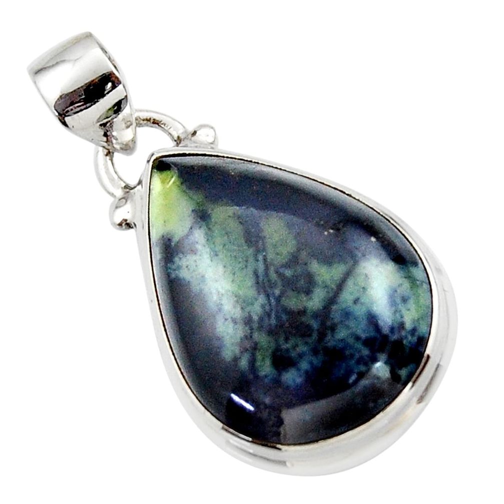 13.70cts natural black vivianite 925 sterling silver pendant jewelry r46616