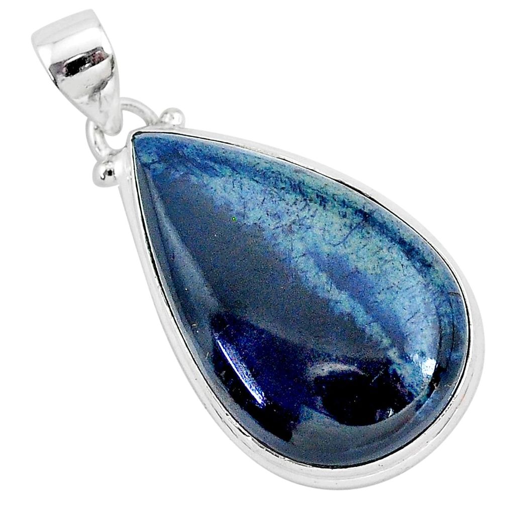 21.48cts natural black vivianite 925 sterling silver pendant jewelry r94905