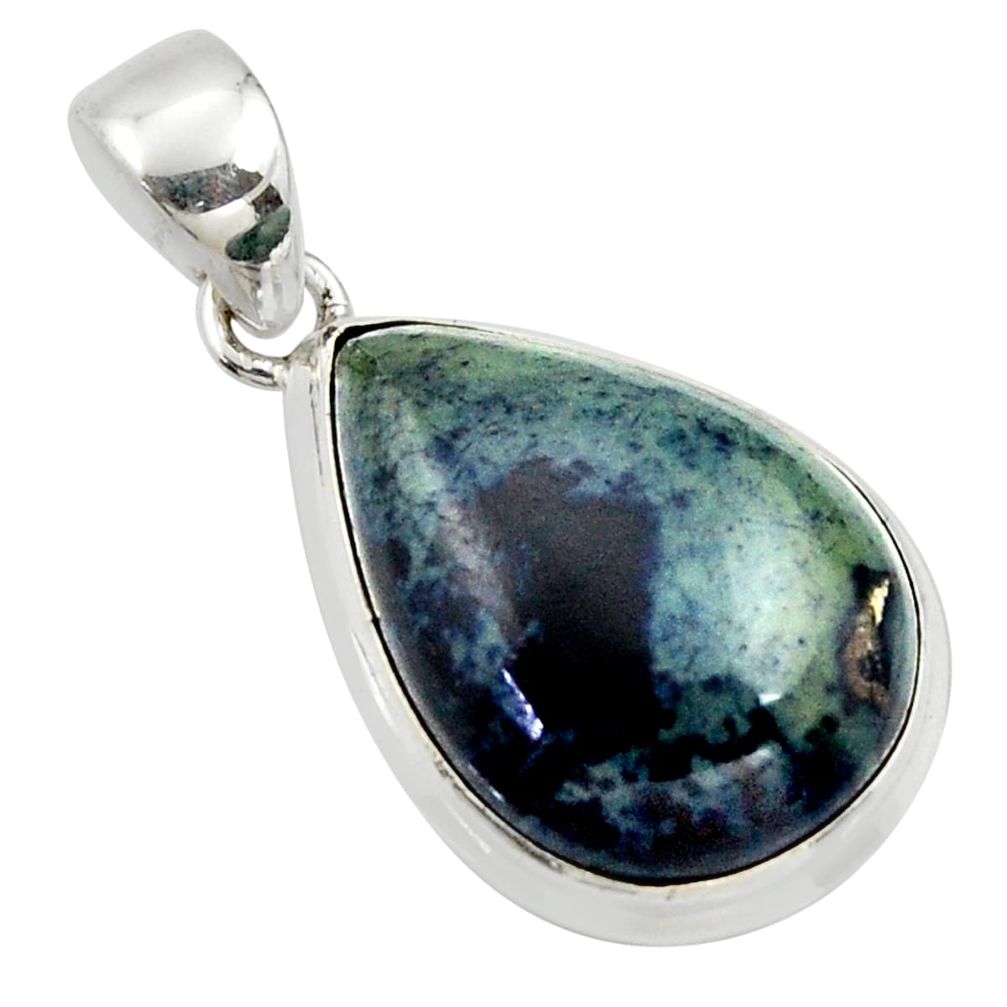 16.20cts natural black vivianite pear 925 sterling silver pendant jewelry r39995