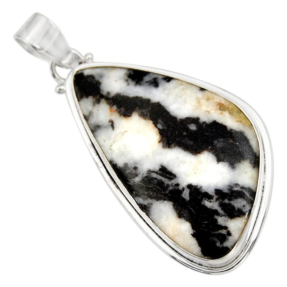 31.53cts natural black zebra jasper 925 sterling silver pendant jewelry d42191