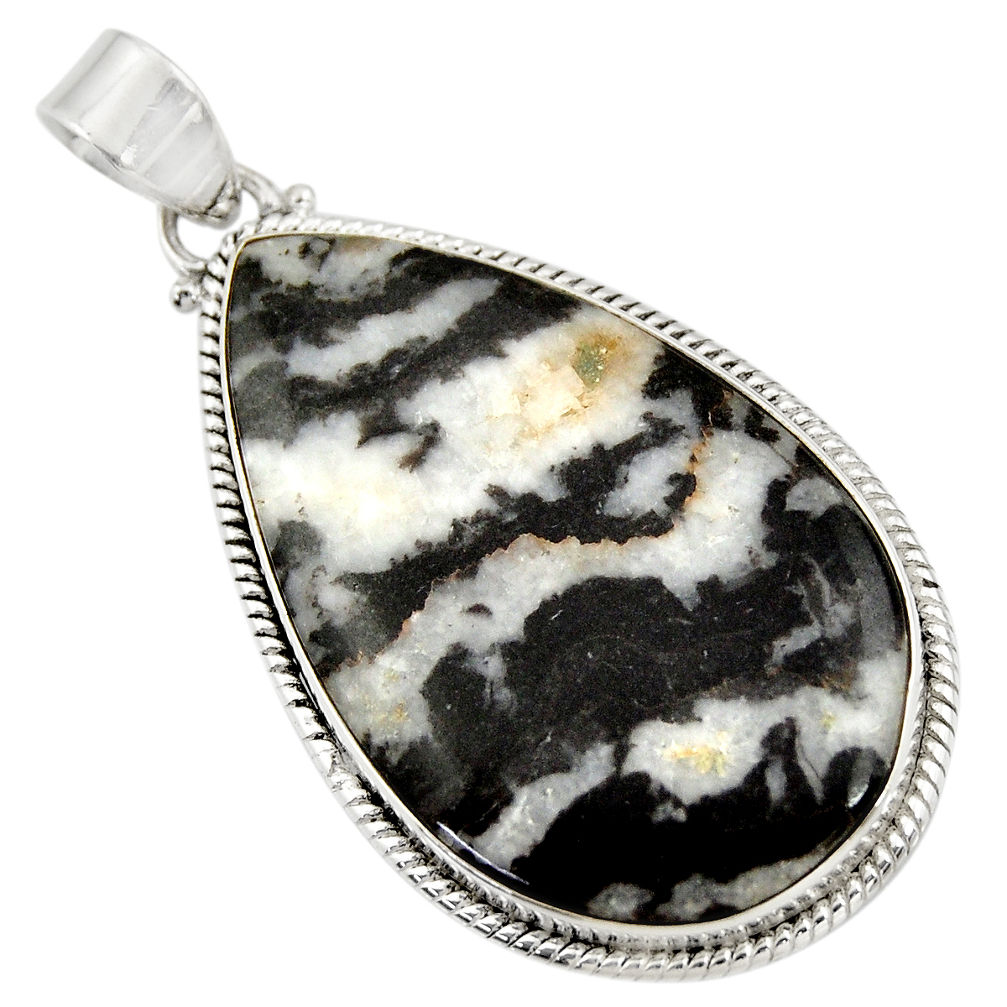  black zebra jasper 925 sterling silver pendant jewelry d42197